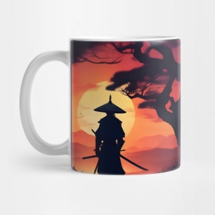 Sunrise silhouette samurai Mug